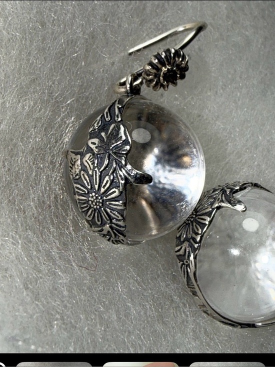 Jewelry - Earrings pierced pools of light rock crystal 15mm orbs hanging down 1.25”